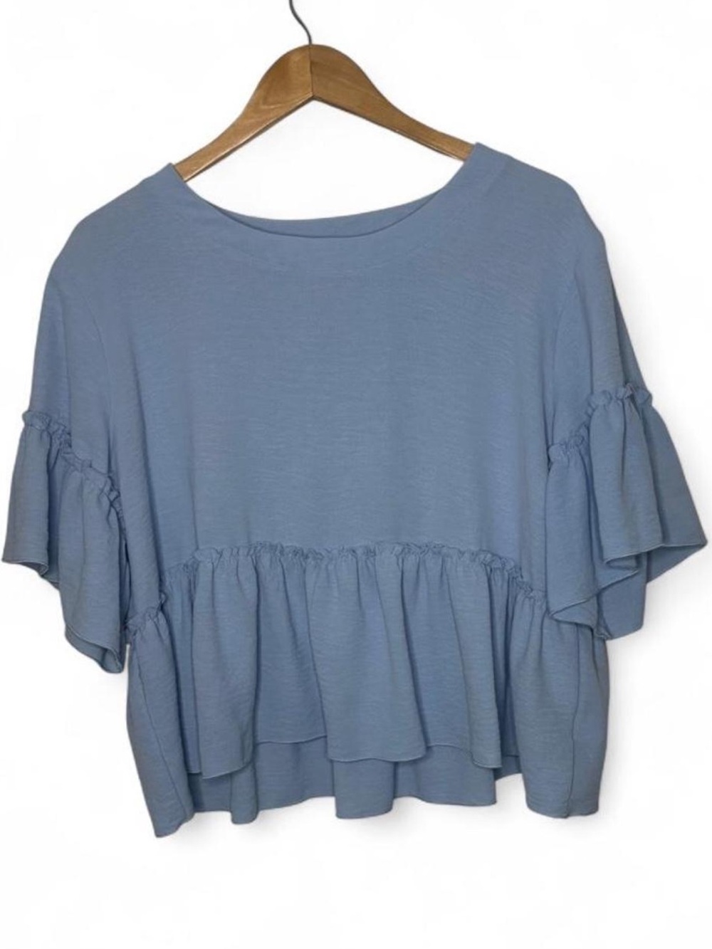 Altar'd State Women’s Blue Ruffle Blouse
